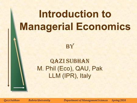 Introduction to Managerial Economics