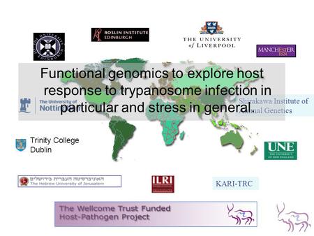 Trinity College Dublin KARI-TRC Shirakawa Institute of Animal Genetics Functional genomics to explore host response to trypanosome infection in particular.