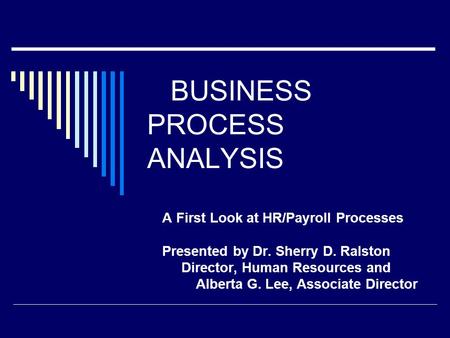 BUSINESS PROCESS ANALYSIS