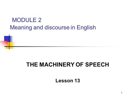 MODULE 2 Meaning and discourse in English