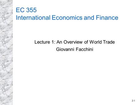 EC 355 International Economics and Finance