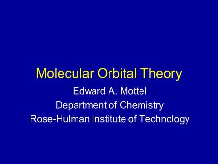 Molecular Orbital Theory