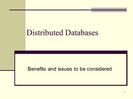 Distributed Databases