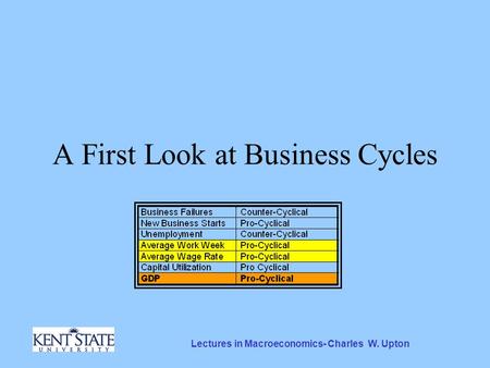 Lectures in Macroeconomics- Charles W. Upton A First Look at Business Cycles.