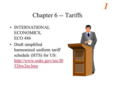 Chapter 6 -- Tariffs INTERNATIONAL ECONOMICS, ECO 486