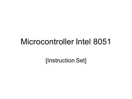 Microcontroller Intel 8051