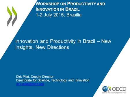 Innovation and Productivity in Brazil – New Insights, New Directions W ORKSHOP ON P RODUCTIVITY AND I NNOVATION IN B RAZIL 1-2 July 2015, Brasilia Dirk.