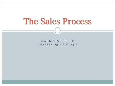 Marketing Co-op Chapter 13.1 and 13.2