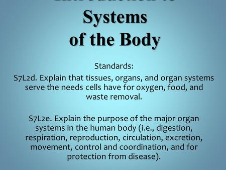 Introduction to Systems of the Body