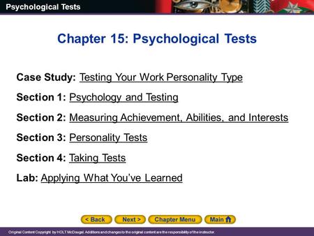 Chapter 15: Psychological Tests