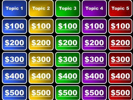 Topic 1 Topic 2 Topic 3 Topic 4 Topic 5 $100 $100 $100 $100 $100 $200