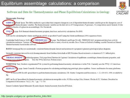 Metamorphic Petrology GIBBS from Frank Spear. The Gibbs method is a procedure that computes changes in a set of dependent thermodynamic variables given.