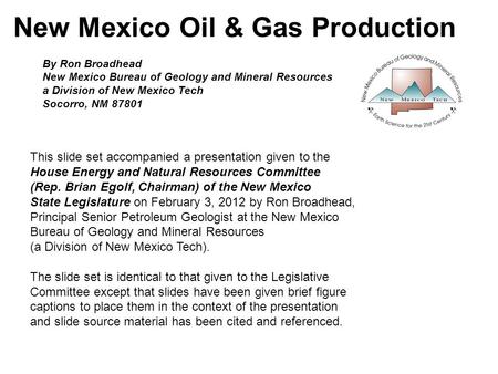 New Mexico Oil & Gas Production