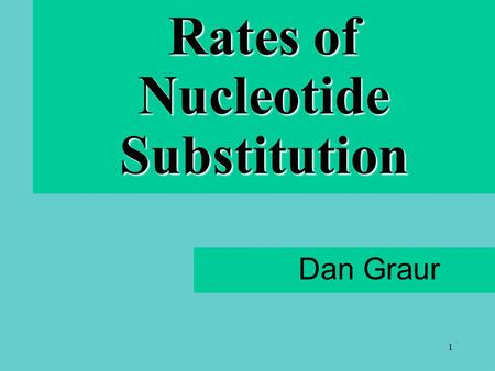 1 Dan Graur Rates of Nucleotide Substitution. 2 r = Rate of substitution per site per year K = Number of substitutions per site per year.