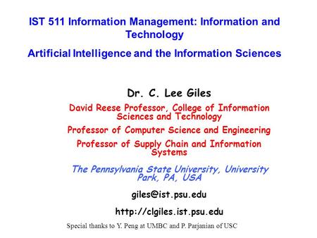 IST 511 Information Management: Information and Technology