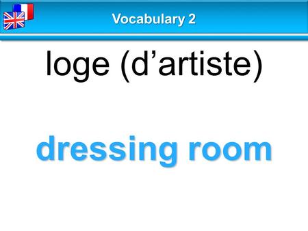 Dressing room loge (d’artiste) Vocabulary 2. choreography chorégraphie Vocabulary 2.