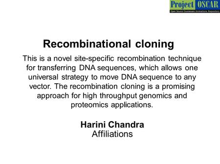 Recombinational cloning