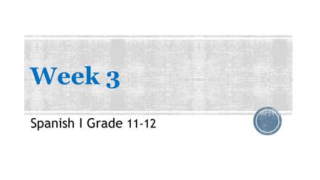 Week 3 Spanish I Grade 11-12. Week 3Do Now 1 Sunday, September 21st, 2014  Complete textbook page 4, Exercise #1 “Muy bien”.  You must write out the.