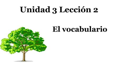 Unidad 3 Lección 2 El vocabulario. Unidad 3 Lección 2 El vocabulario.