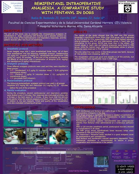 REMIFENTANIL INTRAOPERATIVE ANALGESIA. A COMPARATIVE STUDY WITH FENTANYL IN DOGS Rubio M, Redondo JI, Carrillo JMª, Sopena JJ, Soler G* Facultad de Ciencias.