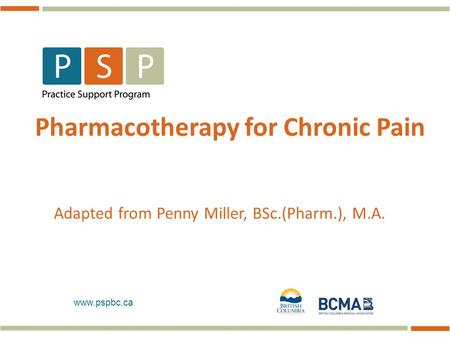 Pharmacotherapy for Chronic Pain