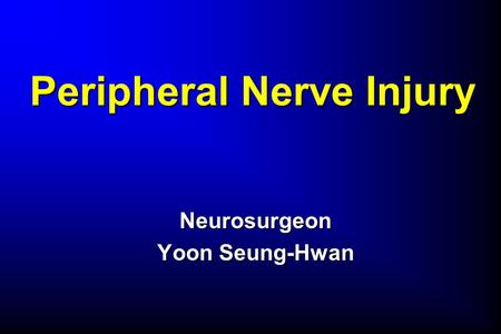 Peripheral Nerve Injury Neurosurgeon Yoon Seung-Hwan.