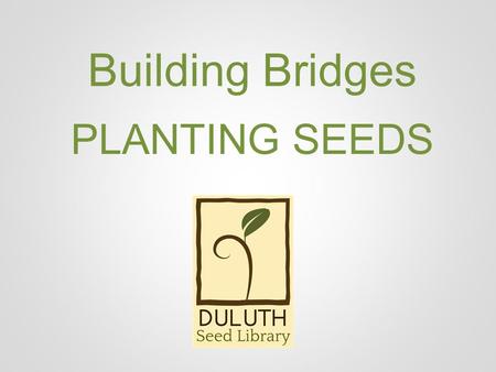 Building Bridges PLANTING SEEDS. BUILDING BRIDGES.