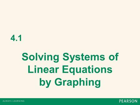 Solving Systems of Linear Equations by Graphing