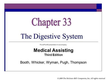 Chapter 33 The Digestive System Medical Assisting