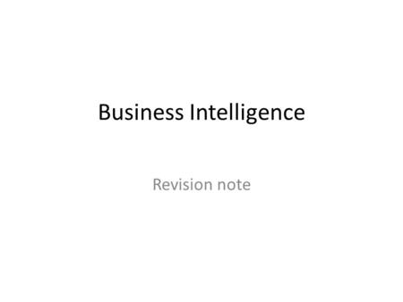 Business Intelligence