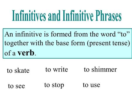 Infinitives and Infinitive Phrases