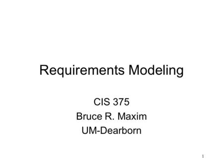 Requirements Modeling