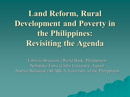 Fabrizio Bresciani (World Bank, Philippines)