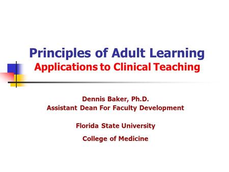 Principles of Adult Learning