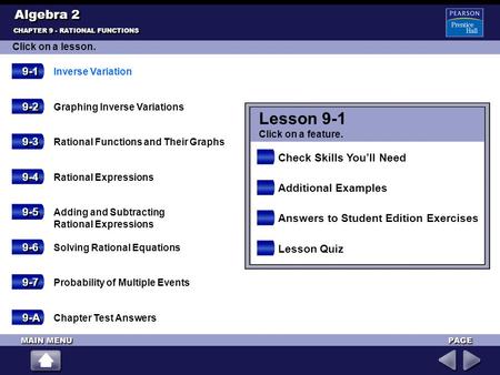 Lesson 9-1 Algebra Check Skills You’ll Need 9-4