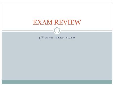 4 TH NINE WEEK EXAM EXAM REVIEW. Rural In the south most people lived in ___ areas and on small farms and plantations.