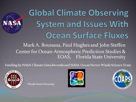 Mark A. Bourassa, Paul Hughes and John Steffen Center for Ocean-Atmospheric Prediction Studies & EOAS, Florida State University Florida State University.