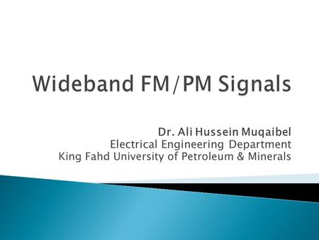 Wideband FM/PM Signals