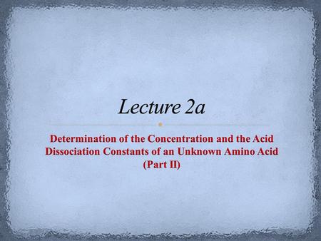 Why is a standardization needed? In order to determine the exact concentration of the amino acid solution, we need to know the exact concentration of.