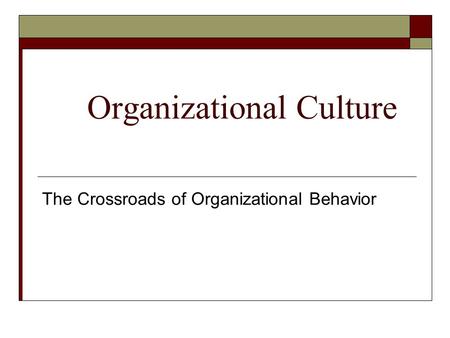 Organizational Culture