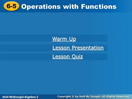 Operations with Functions