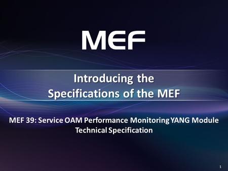 Introducing the Specifications of the MEF