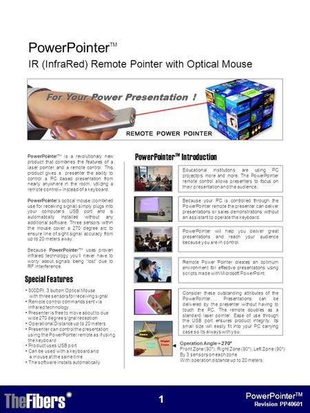 Educational institutions are using PC projectors more and more. The PowerPointer remote control allows presenters to focus on their presentation and the.