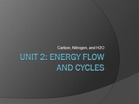 Carbon, Nitrogen, and H2O. Energy Flow  Without a constant flow of energy, living systems cannot function. Sunlight is the main energy source for life.