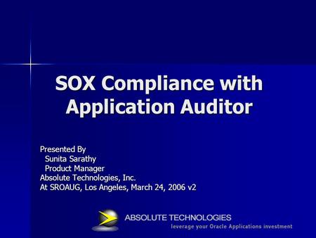 SOX Compliance with Application Auditor