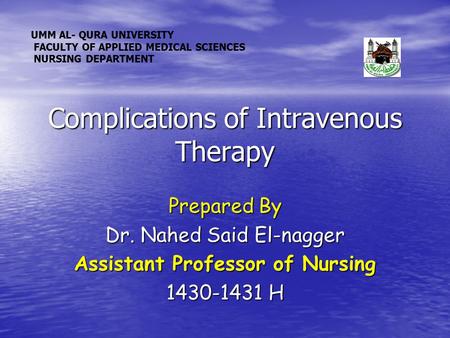 Complications of Intravenous Therapy