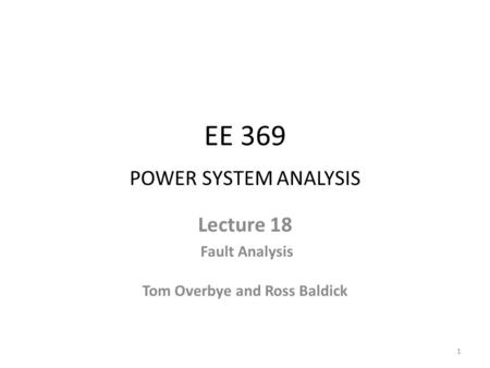 EE 369 POWER SYSTEM ANALYSIS