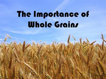 The Importance of Whole Grains