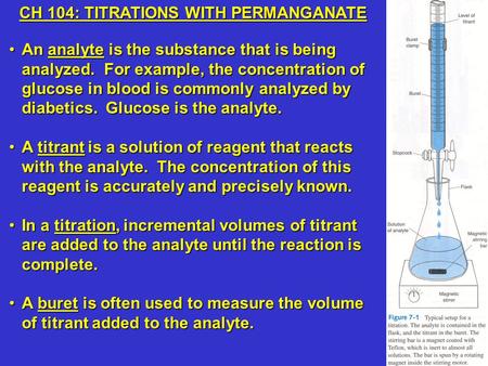 An analyte is the substance that is being analyzed. For example, the concentration of glucose in blood is commonly analyzed by diabetics. Glucose is the.