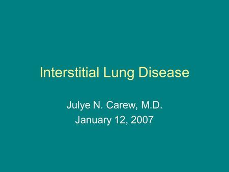 Interstitial Lung Disease